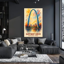Gateway Arch Vibrant Watercolor Poster Art Print