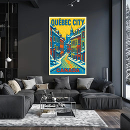 Québec City Winter Charm Pop Art Travel Poster