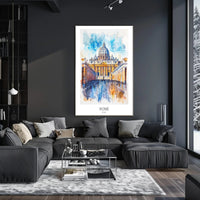 St. Peter's Basilica Watercolor Art Urban or Cityscape Poster PosterGoat