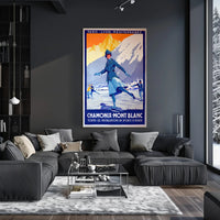 Chamonix-Mont Blanc Vintage Winter Sports Travel Poster PosterGoat