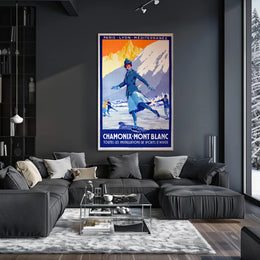 Chamonix-Mont Blanc Vintage Winter Sports Travel Poster PosterGoat