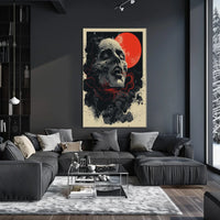 Cosmic Skull Surreal Art Poster: Eerie Fantasy Design