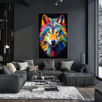Vibrant Wolf Portrait Poster PosterGoat