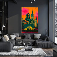 Vibrant Equestrian Statue New Orleans Urban Cityscape Poster