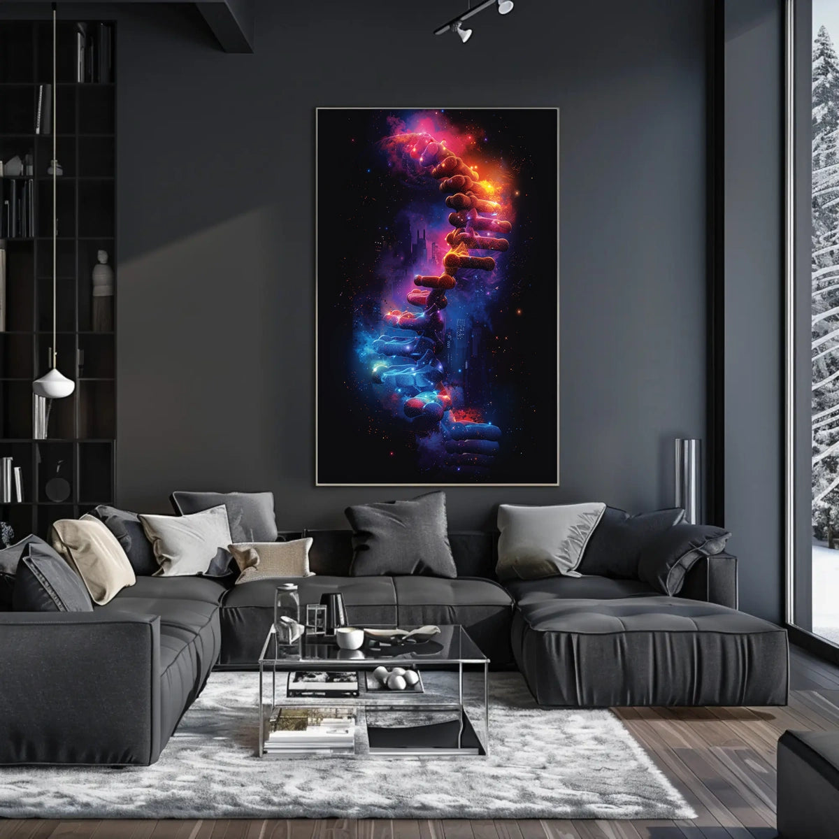 DNA Cosmos: Futuristic Art Poster of Discovery