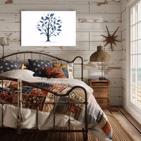 Minimalist Blue Tree Modern Art Poster