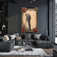 Elegant Skeletal Couple Victorian Gothic Artistic Poster