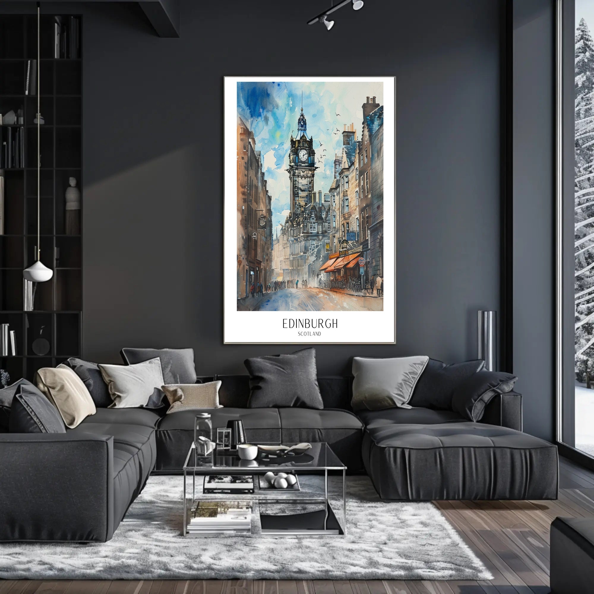 Edinburgh Cityscape Watercolor Art Vibrant Urban Cityscape Poster PosterGoat