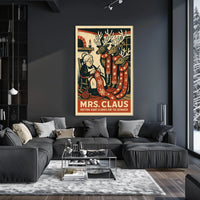 Mrs. Claus Knitting Scarves Poster