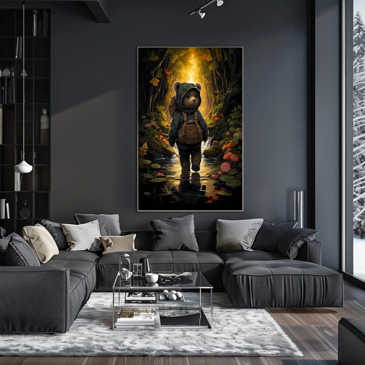 Charming Bear Cub Adventure in a Whimsical Forest Poster