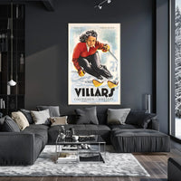 Skiing in Villars, Switzerland Poster