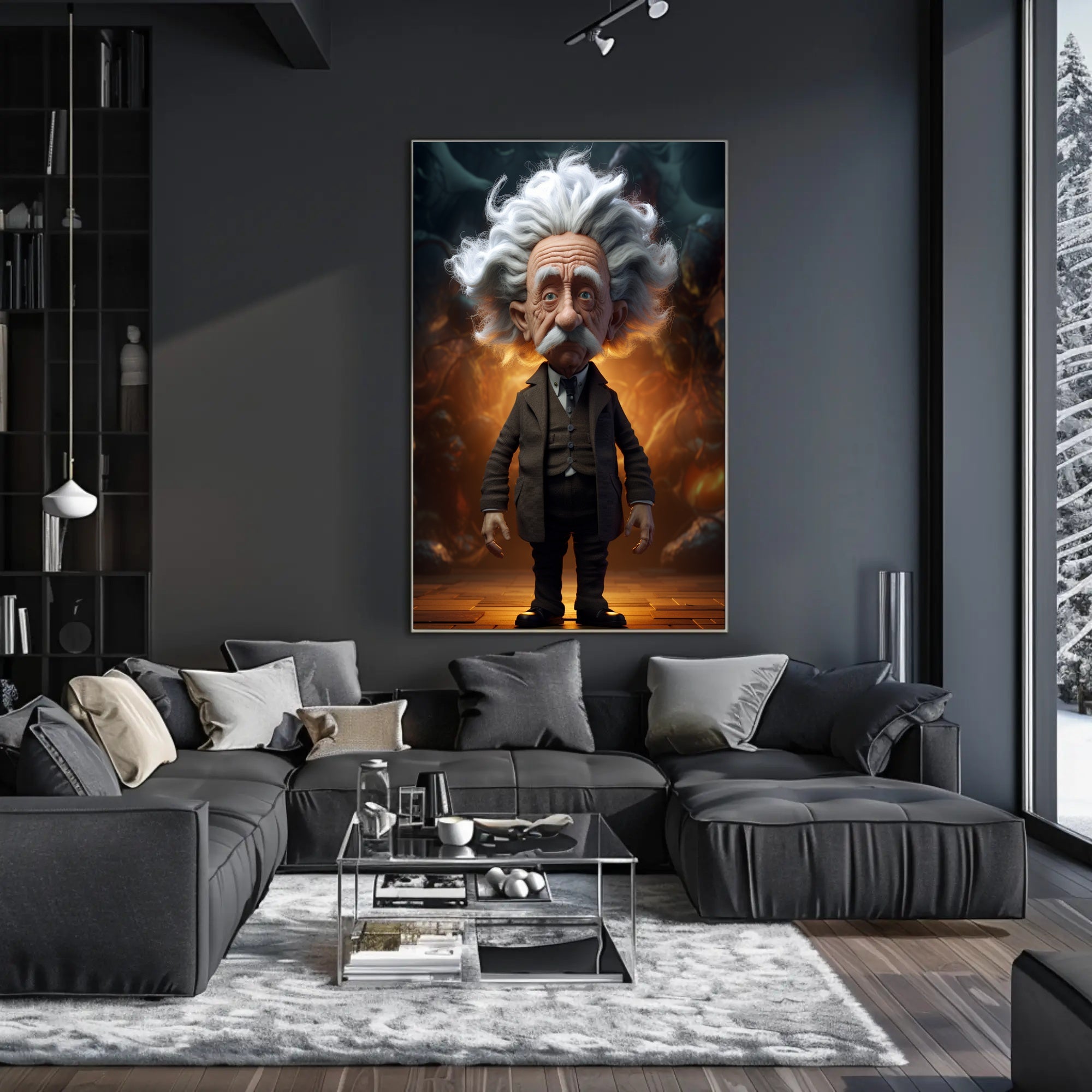Exaggerated Scientific Genius in Fantasy World - Pop Culture Poster