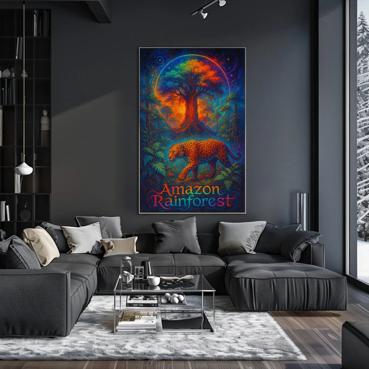 Amazon Rainforest Jaguar: Surreal Jungle Art Poster