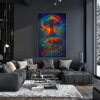 Amazon Rainforest Jaguar: Surreal Jungle Art Poster