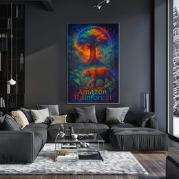 Amazon Rainforest Jaguar: Surreal Jungle Art Poster