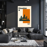 Houston Cityscape Silhouette Art Print Travel Poster