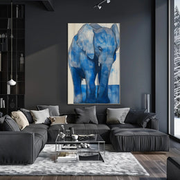 Blue Elephant Modern Poster Wall Art Print