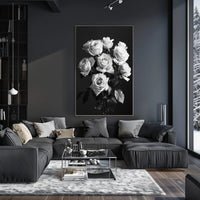 Striking Black-and-White Roses Photorealistic Art Poster PosterGoat