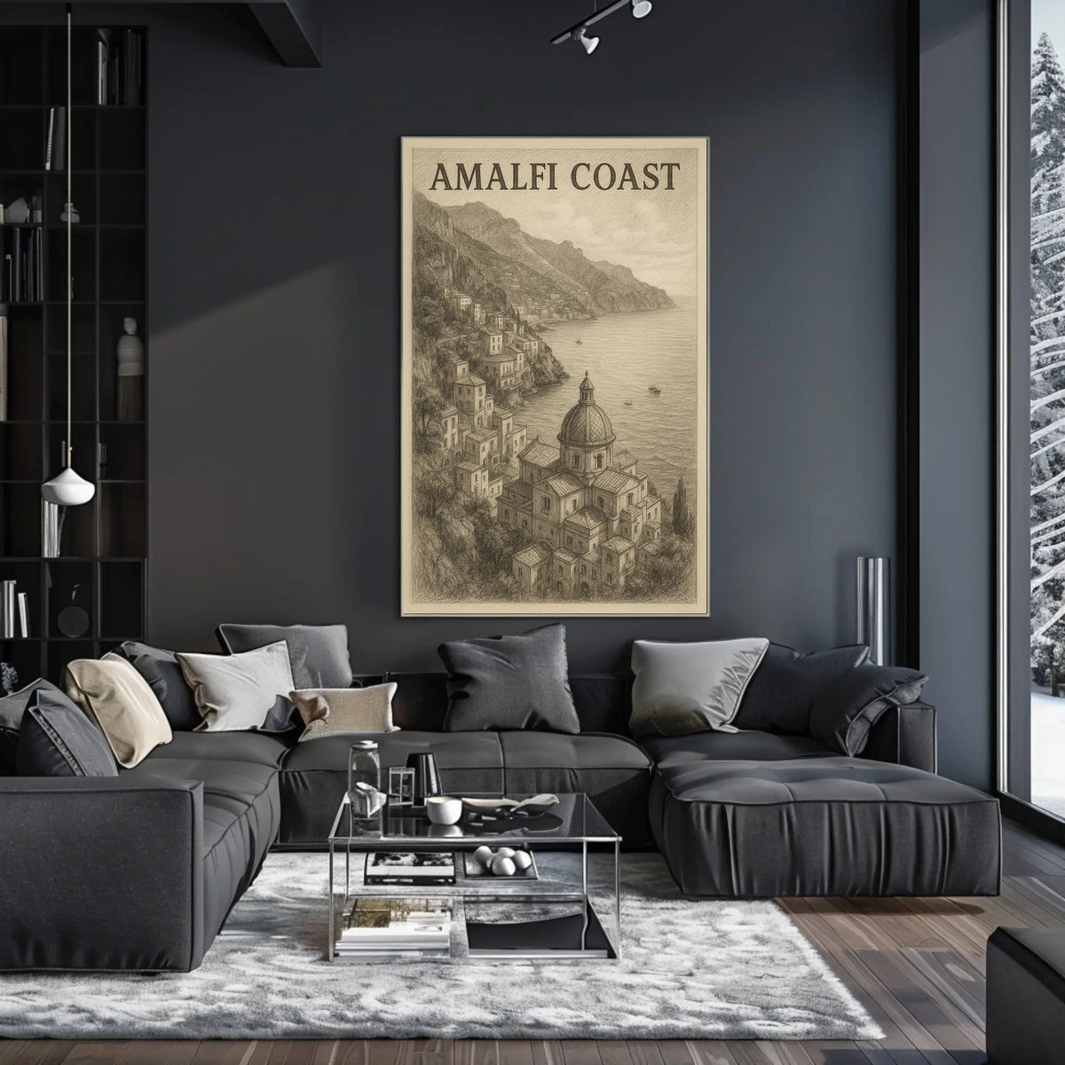 Amalfi Coast Poster Wall Art 18x24 Coastal Landscape