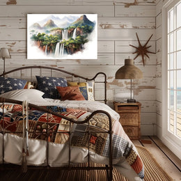Majestic Waterfalls and Mountains Poster