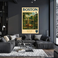 Boston Swan Boats Vintage Travel Poster