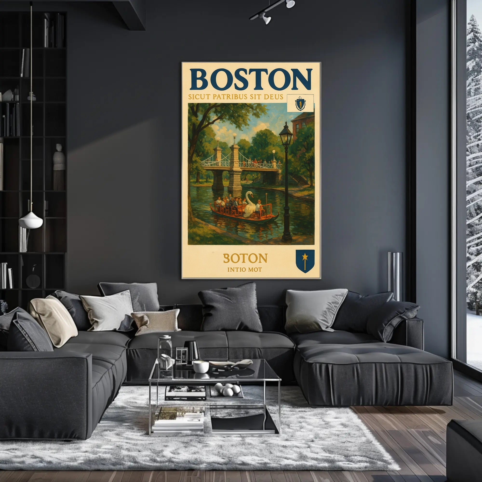Boston Swan Boats Vintage Travel Poster