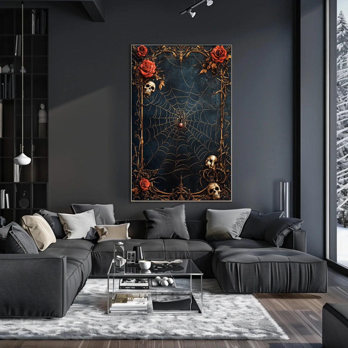 Dark and Mysterious Spiderweb Gothic Art Poster
