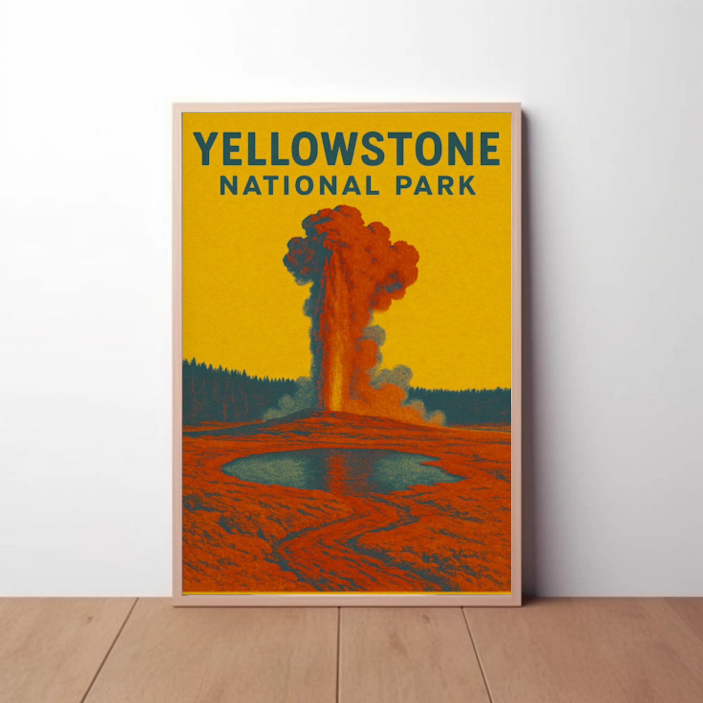 Yellowstone's Majestic Eruption Vintage Travel Poster