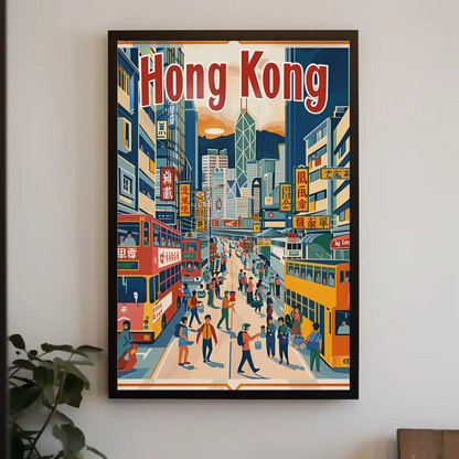 Hong Kong Busy Street Poster
