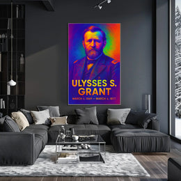 Ulysses S. Grant 18th President of the United States Neon Gradient Overlay Poster