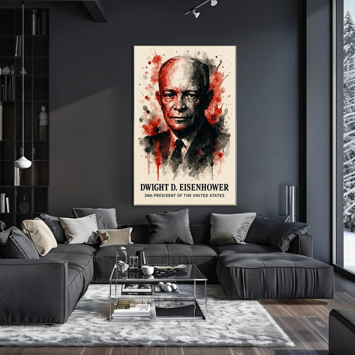 Eisenhower Watercolor Art, Presidential History Poster