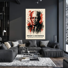 Eisenhower Watercolor Art, Presidential History Poster