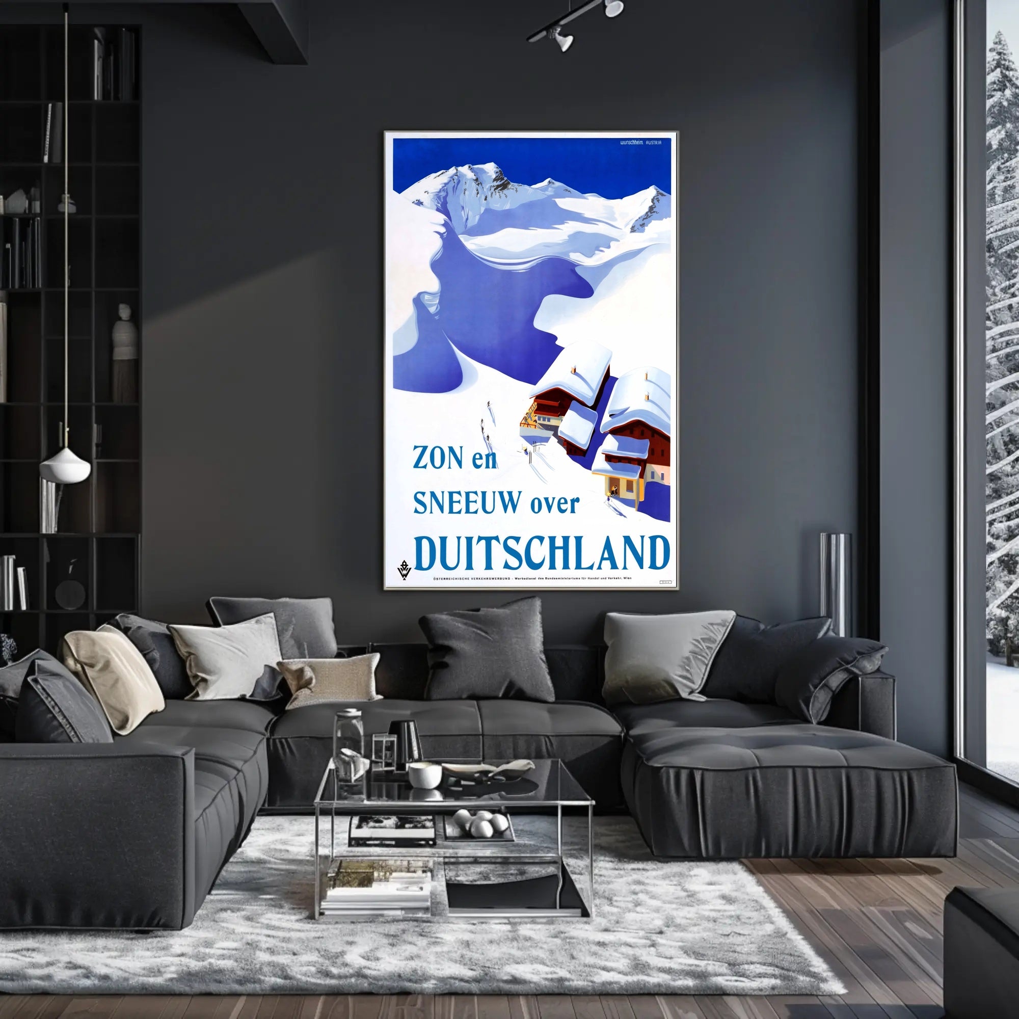 Snowy German Alps Vintage Travel Illustration Poster PosterGoat