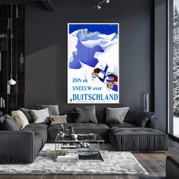 Snowy German Alps Vintage Travel Illustration Poster PosterGoat