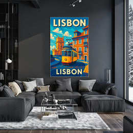 Lisbon Vintage Travel Vintage Poster