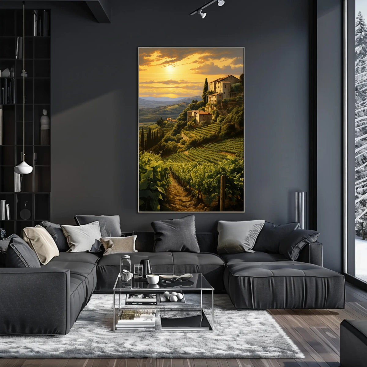 Tuscany Vineyard Sunset: Romantic Landscape Travel Poster