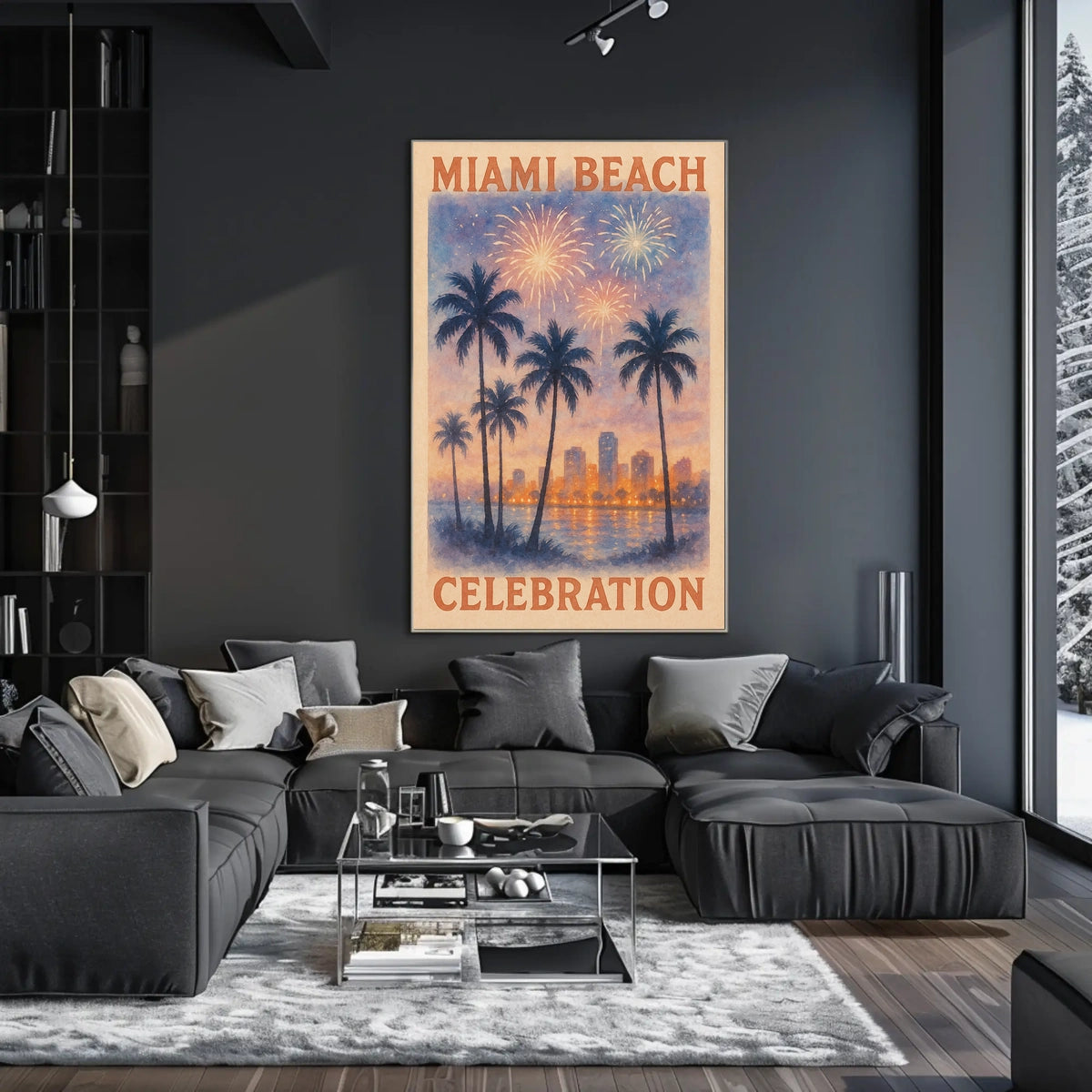 Miami Beach Celebration: Vibrant Urban or Cityscape Poster