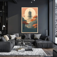 Serene Pagoda at Dusk Poster