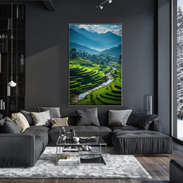 Terraced Rice Fields Nature Art Poster