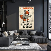 Fox Playing In Snow Poster