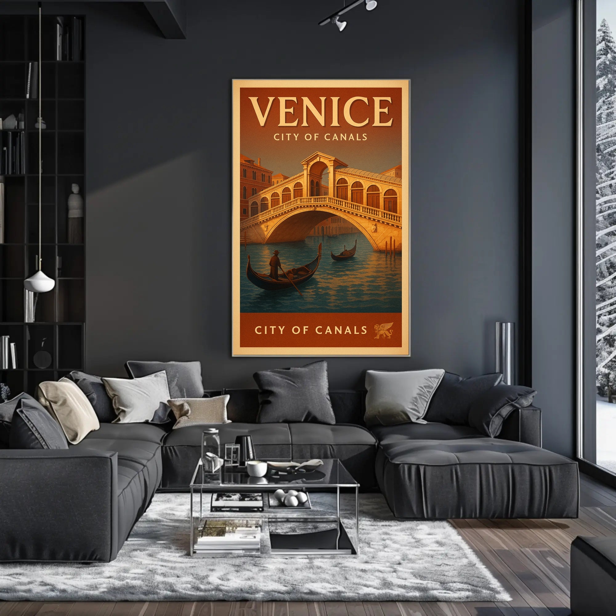 Venice Gondola Explore: Vintage Travel Poster PosterGoat
