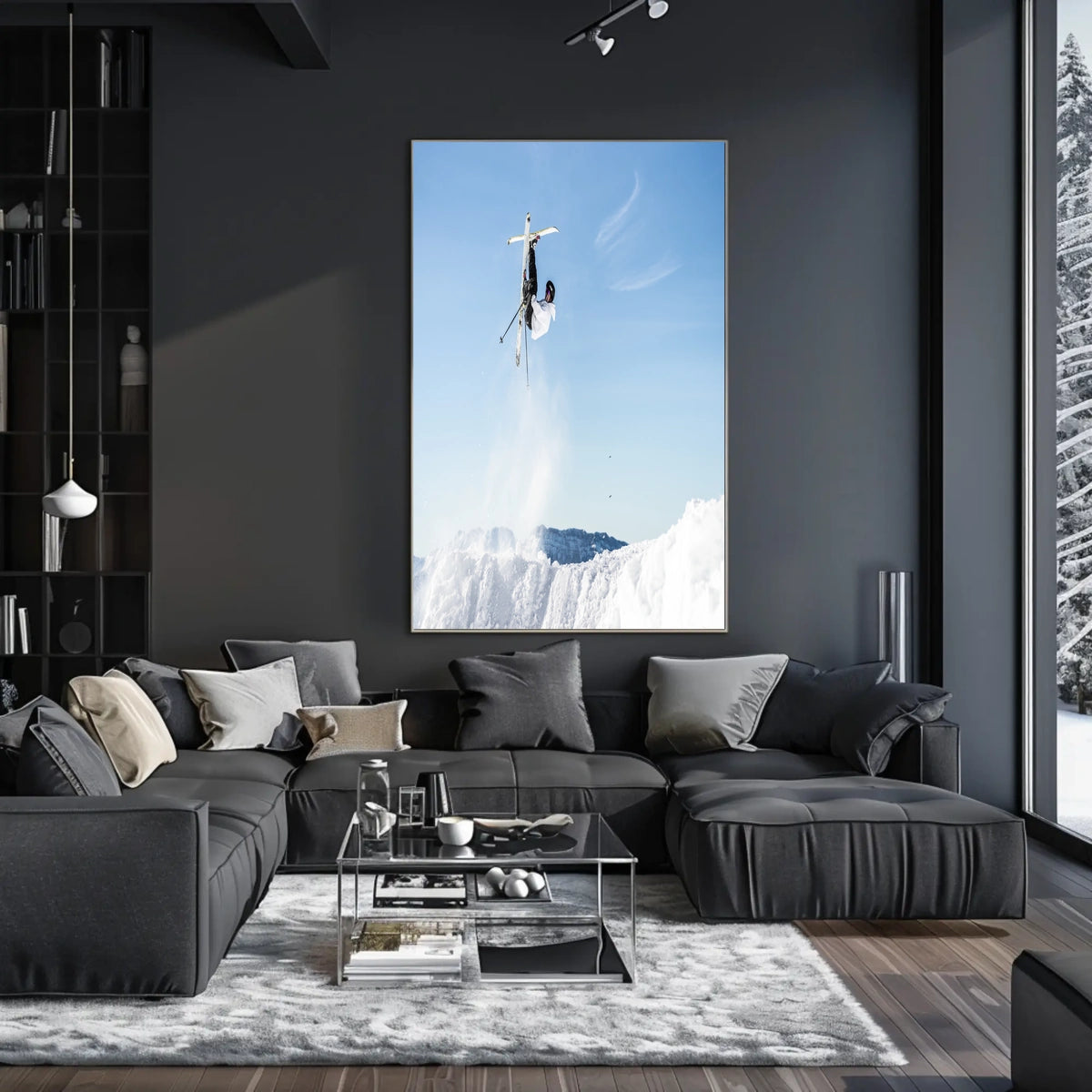 Aerial Skiing Adventure Poster