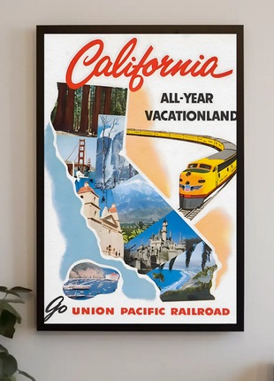 California All-Year Vacationland Union Pacific Railroad (1950s) Poster
