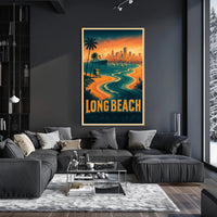 Vintage Long Beach Travel Escape Travel Poster
