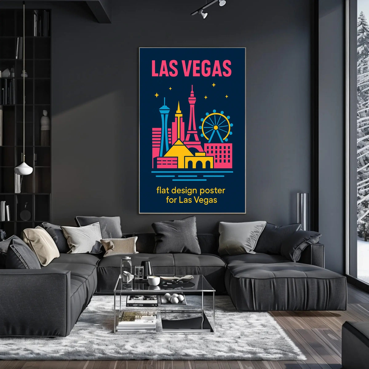 Las Vegas Landmarks Modern Playful Flat Poster