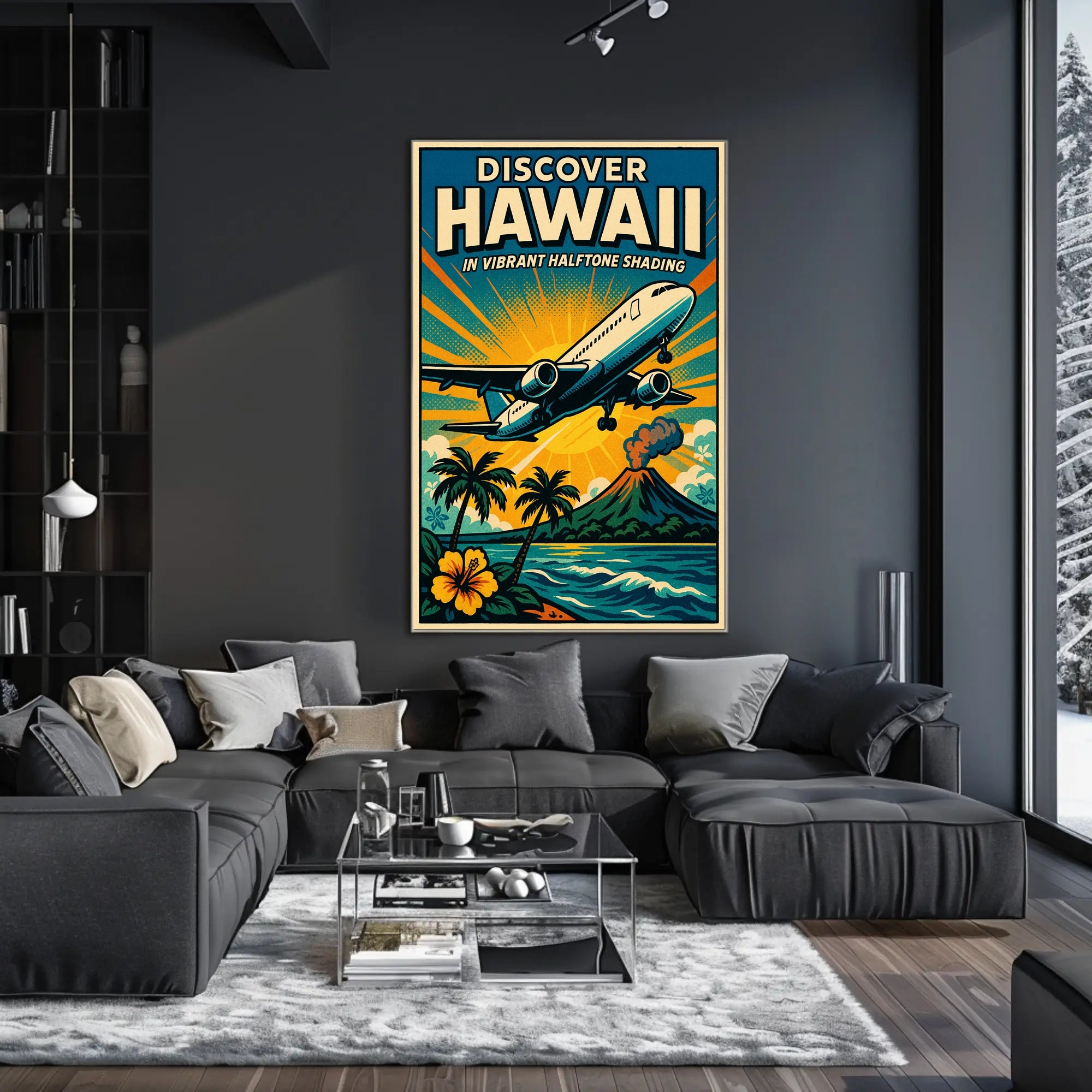 Discover Hawaii Vibrant Halftone Poster PosterGoat