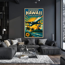 Discover Hawaii Vibrant Halftone Poster PosterGoat