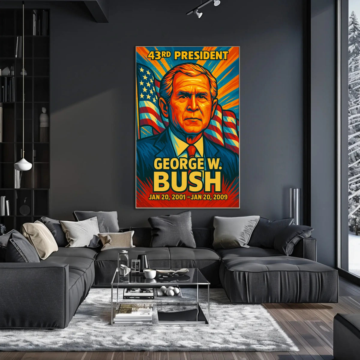 George W. Bush 43rd President of the United States Colorful Comic Book Style Poster