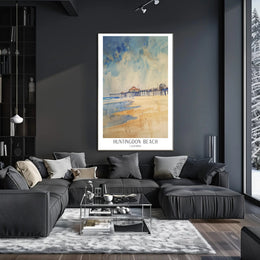Huntington Beach Pier Watercolor Travel Poster PosterGoat