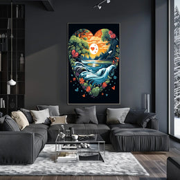 Heart-Shaped Surreal Nature Landscape Poster Art